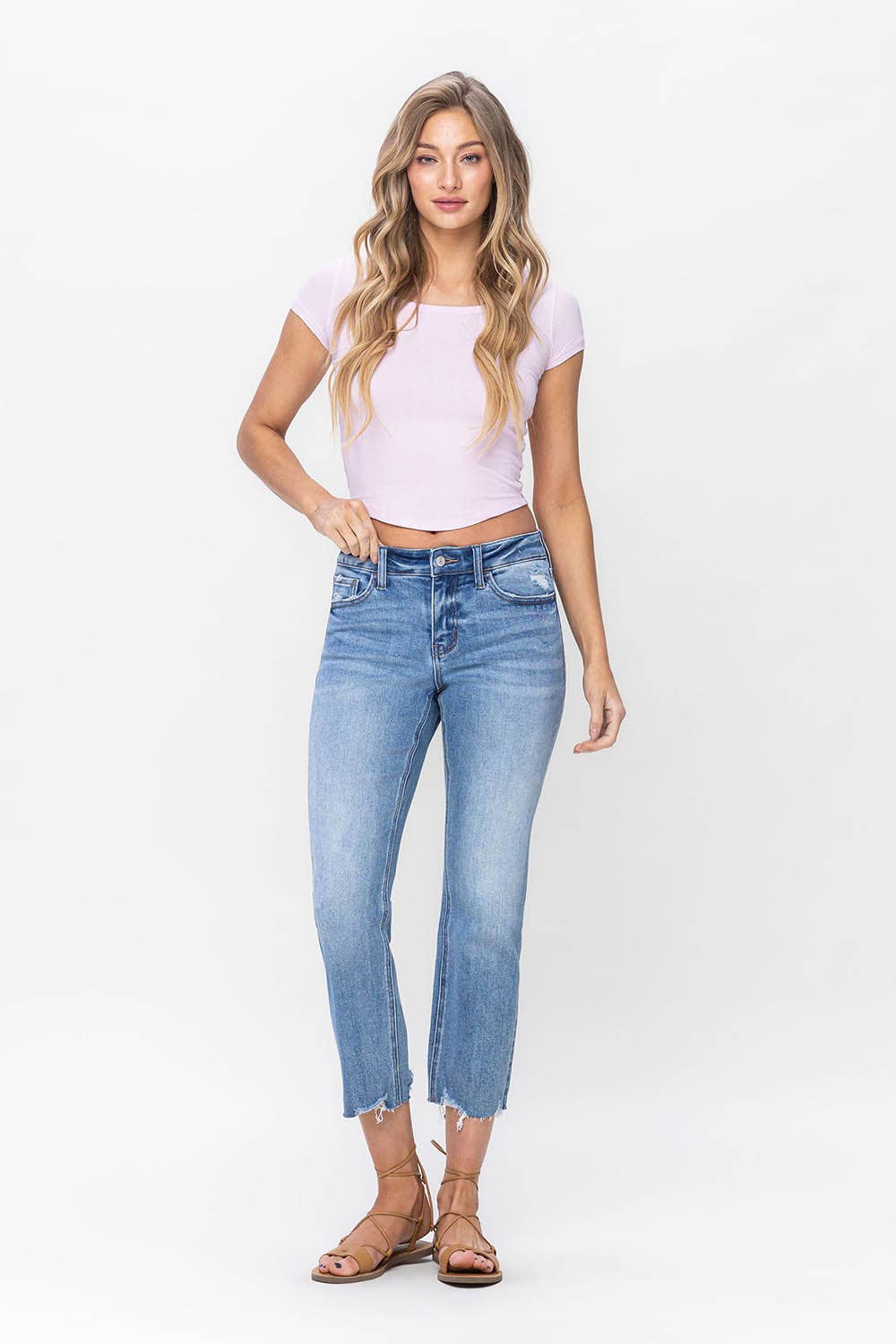 MID RISE REGULAR CROPPED STRAIGHT JEANS LV1179: TRANSPARENT / 24