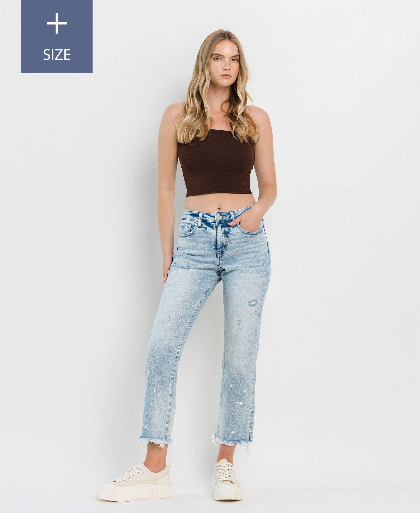 PLUS SIZE TUMMY CONTROL HIGH RISE STRAIGHT JEANS LV1295-P: DISCOVER ME / 16