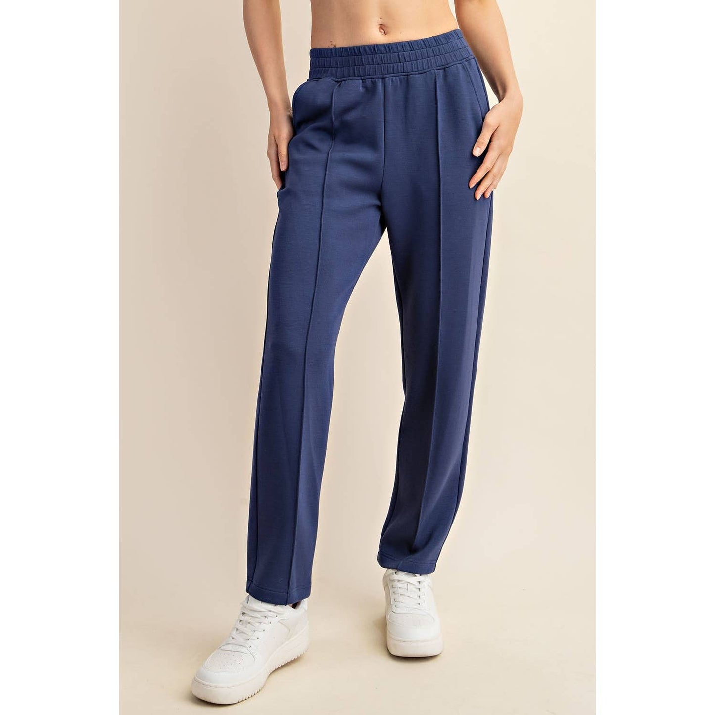 MODAL POLY SPAN SCUBA PINTUCK PANT: Mocha / S