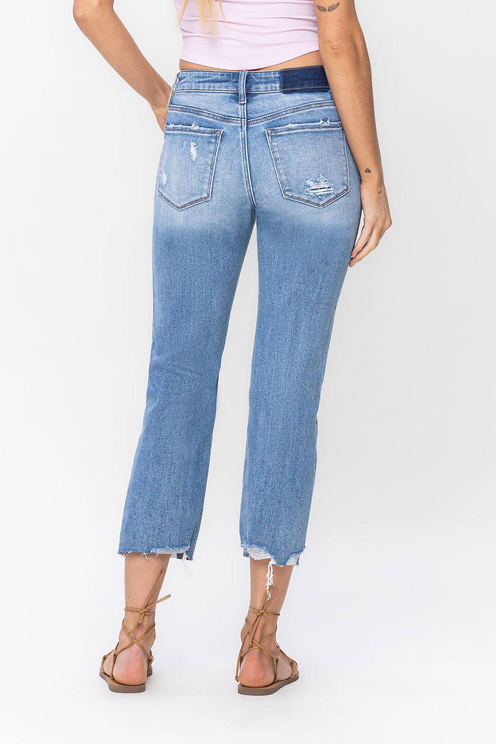 MID RISE REGULAR CROPPED STRAIGHT JEANS LV1179: TRANSPARENT / 25