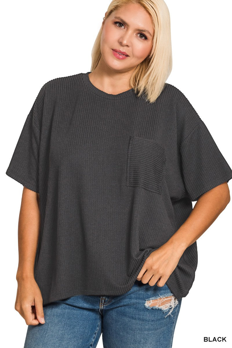 Breezy Ribbed Tee (Black)