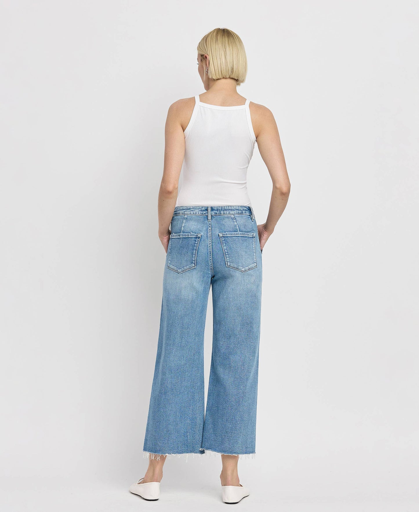 HIGH RISE CROP CARPENTER WIDE JEANS LV1439: SOLICITOUS / 30