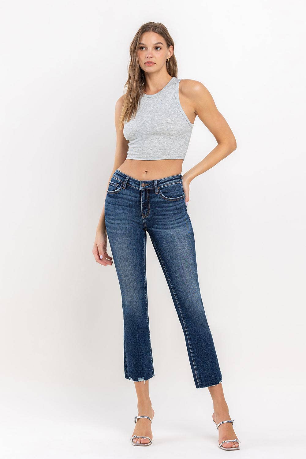 MID RISE CROPPED MINI BOOTCUT JEANS LV1223: PORTABLE / 26