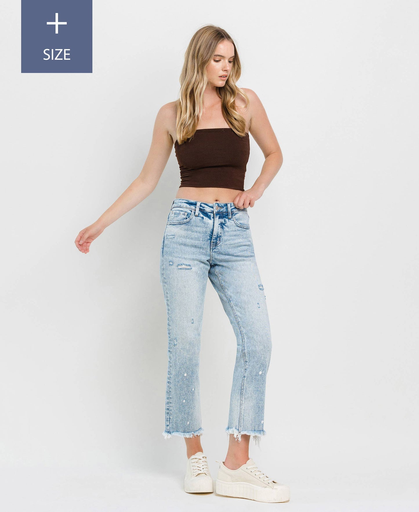 PLUS SIZE TUMMY CONTROL HIGH RISE STRAIGHT JEANS LV1295-P: DISCOVER ME / 16