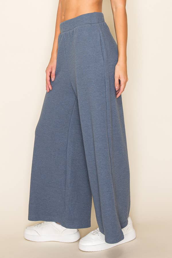 CLOUDY KNIT WIDE-LEGGED PANTS: Black / XL