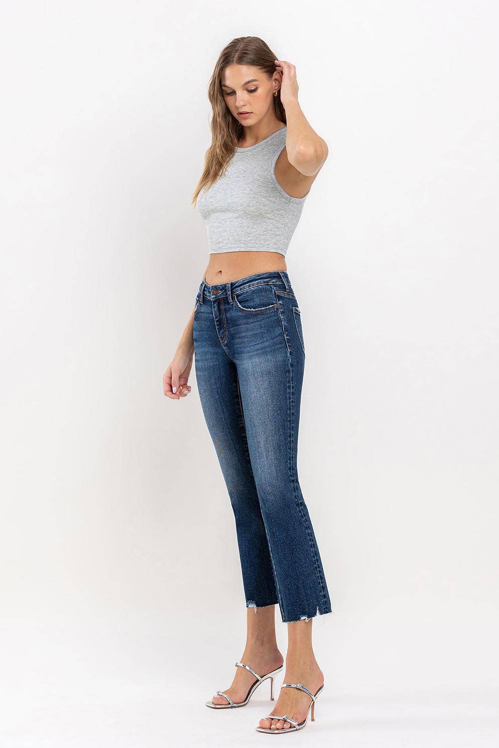 MID RISE CROPPED MINI BOOTCUT JEANS LV1223: PORTABLE / 26