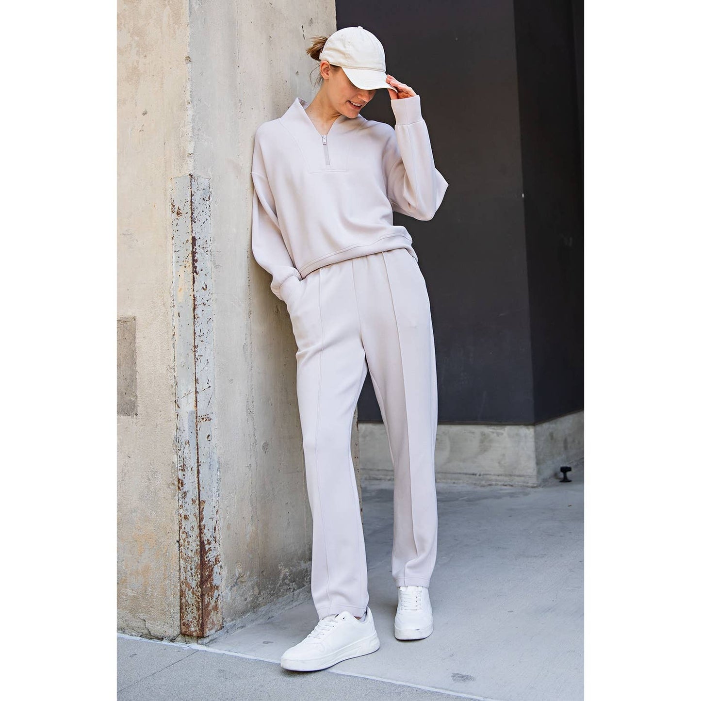 MODAL POLY SPAN SCUBA PINTUCK PANT: Mocha / S