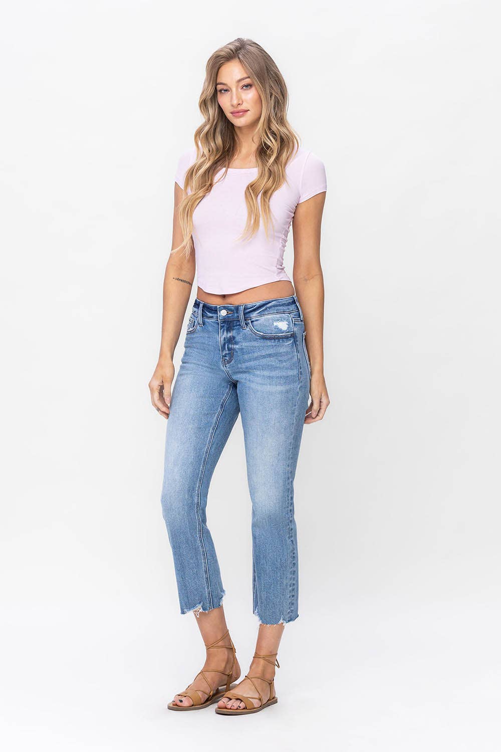 MID RISE REGULAR CROPPED STRAIGHT JEANS LV1179: TRANSPARENT / 24