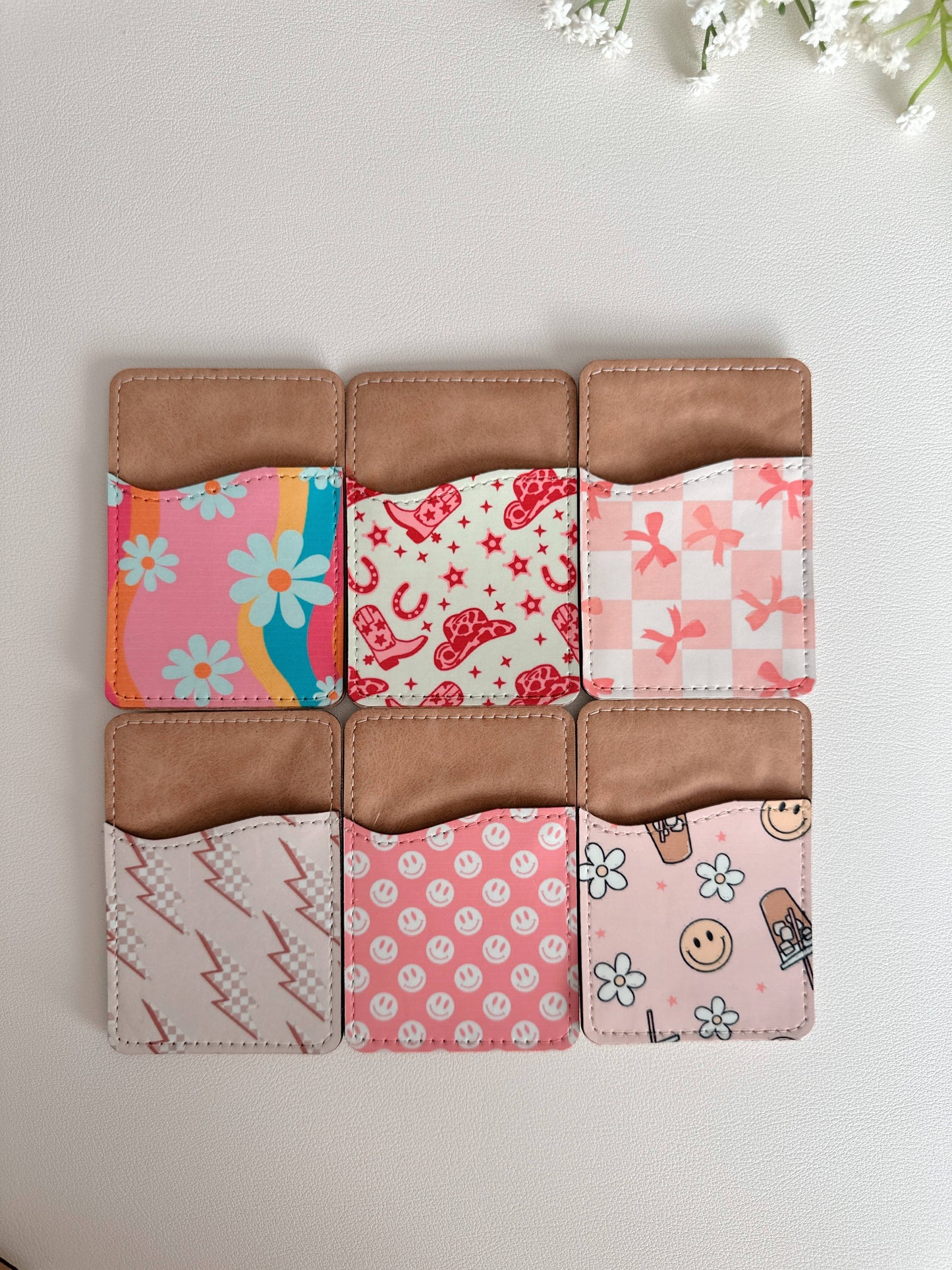 Phone Wallet, Card Holder, Stick on Phone Wallet,: #2 Colorful Flowers