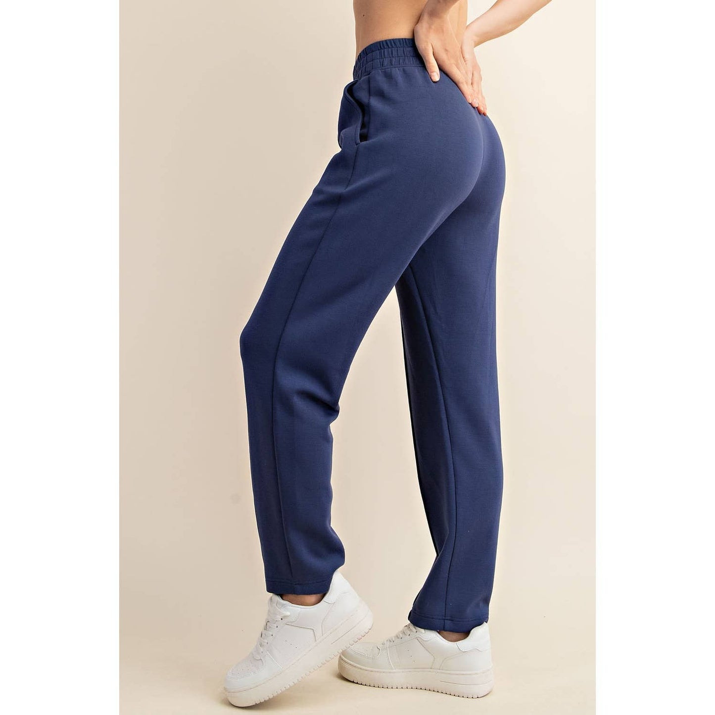 MODAL POLY SPAN SCUBA PINTUCK PANT: Mocha / S
