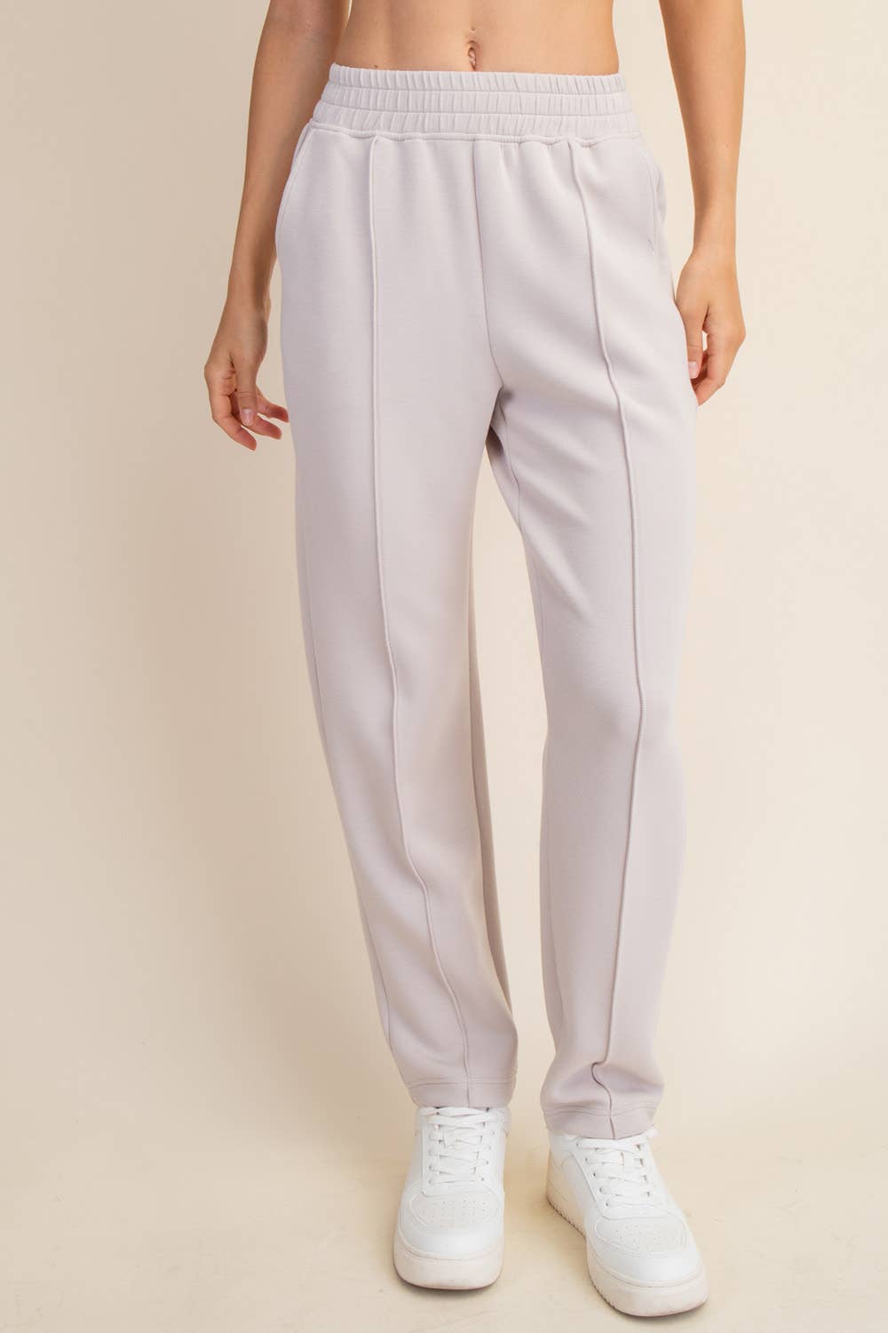 MODAL POLY SPAN SCUBA PINTUCK PANT: Mocha / S