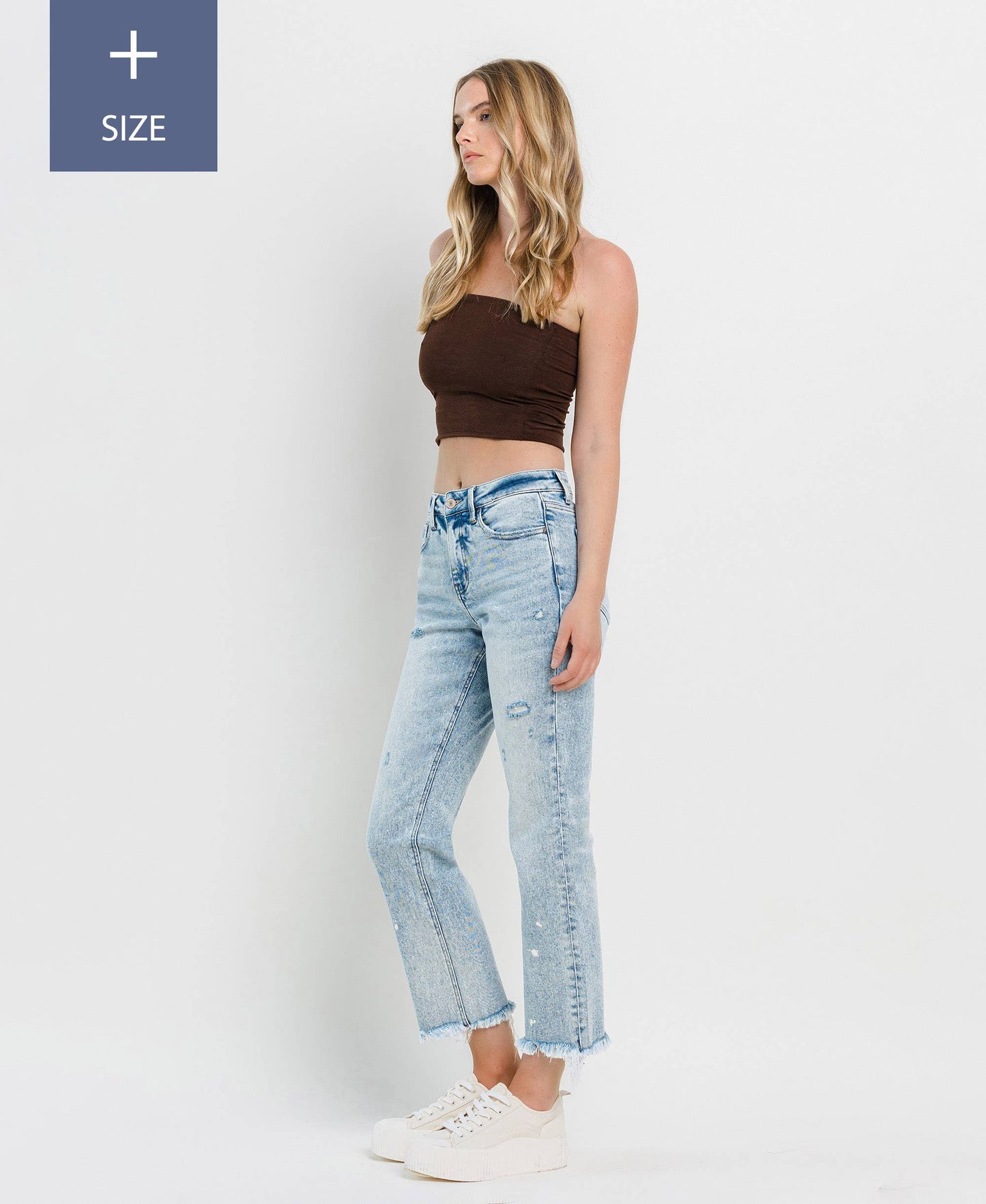 PLUS SIZE TUMMY CONTROL HIGH RISE STRAIGHT JEANS LV1295-P: DISCOVER ME / 16