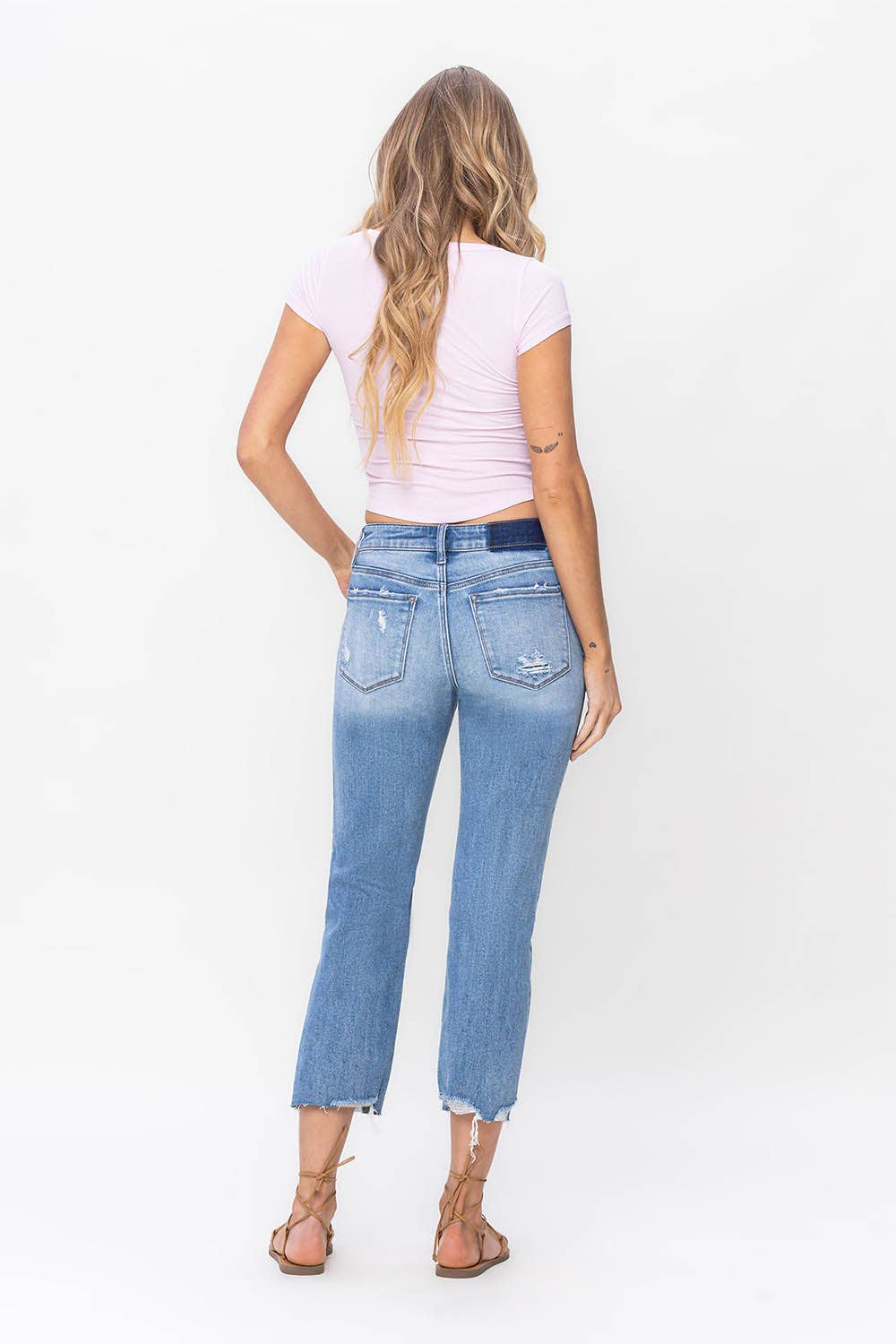 MID RISE REGULAR CROPPED STRAIGHT JEANS LV1179: TRANSPARENT / 24