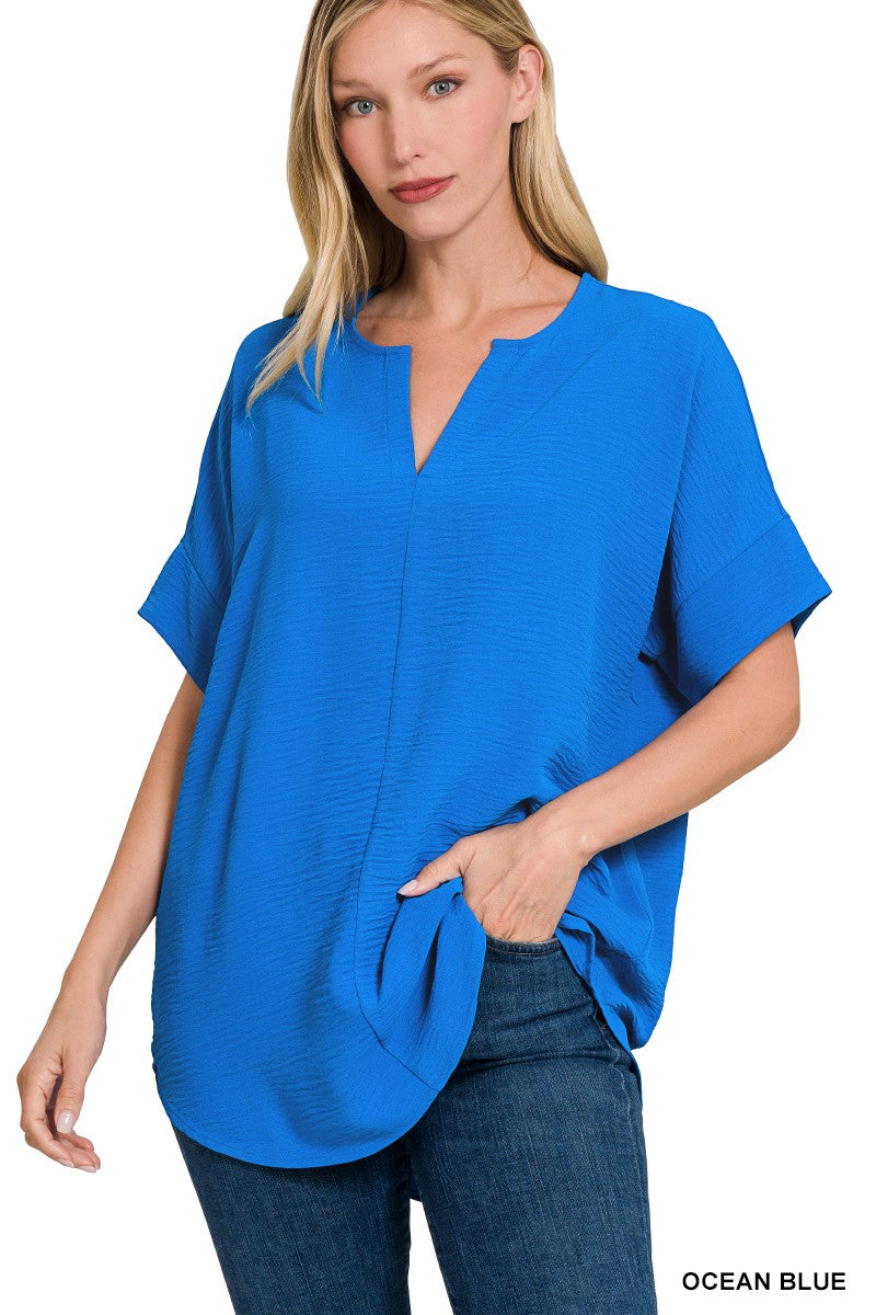 Simply Soft Split Neck (Ocean Blue)