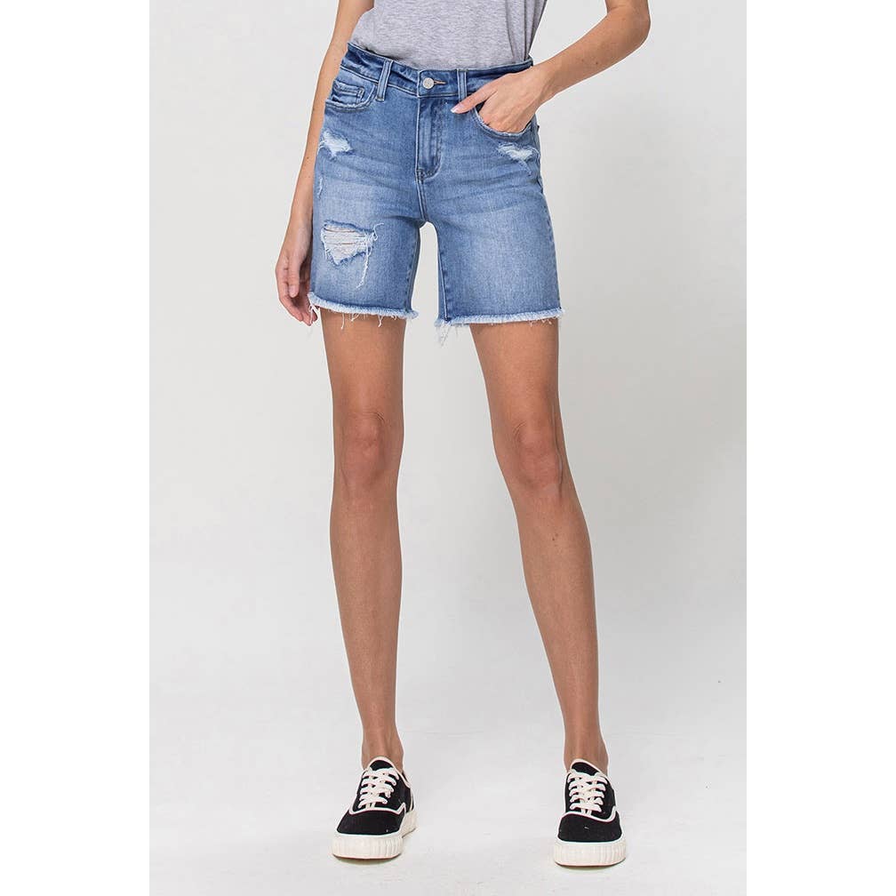 STRETCH HIGH RISE MIDI SHORTS_V2876