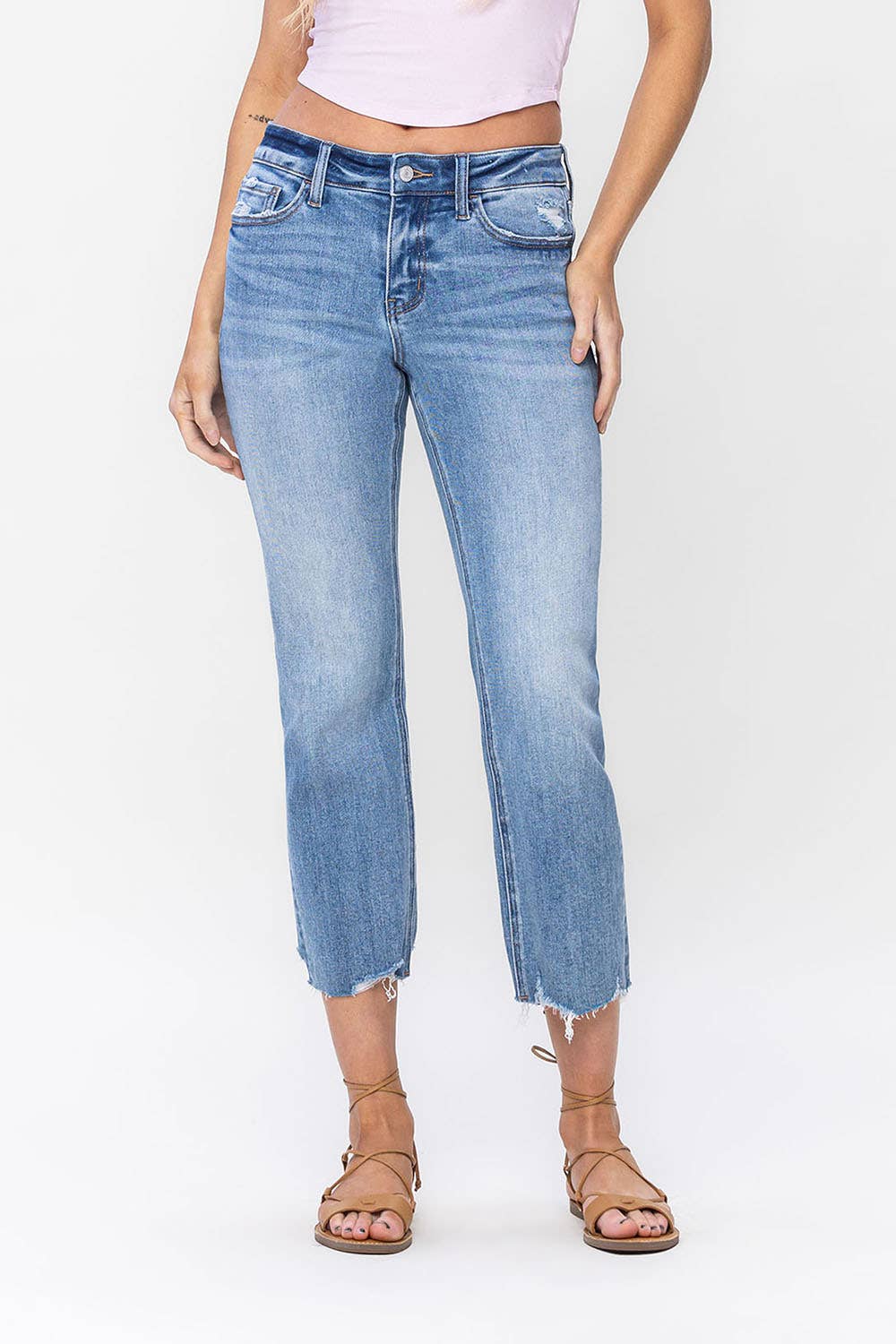 MID RISE REGULAR CROPPED STRAIGHT JEANS LV1179: TRANSPARENT / 24