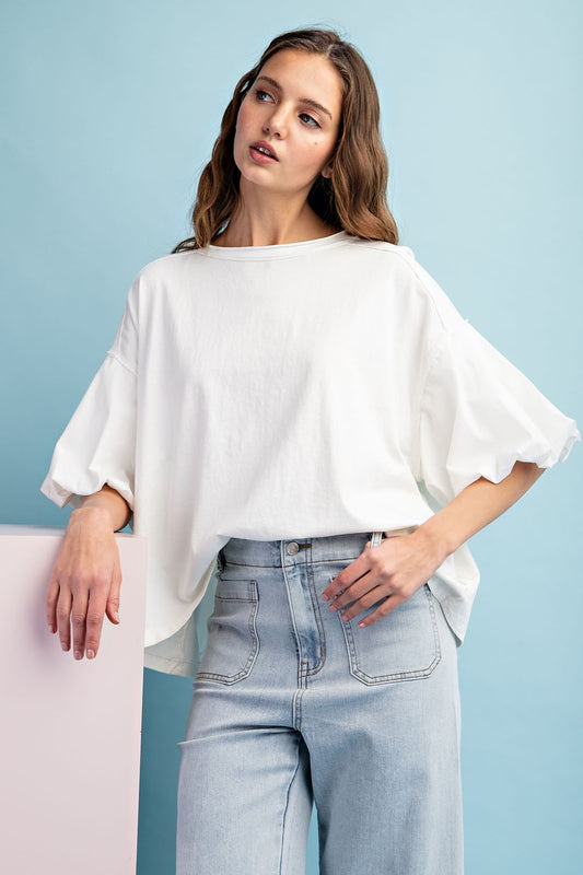 Mineral Washed Puff Sleeve