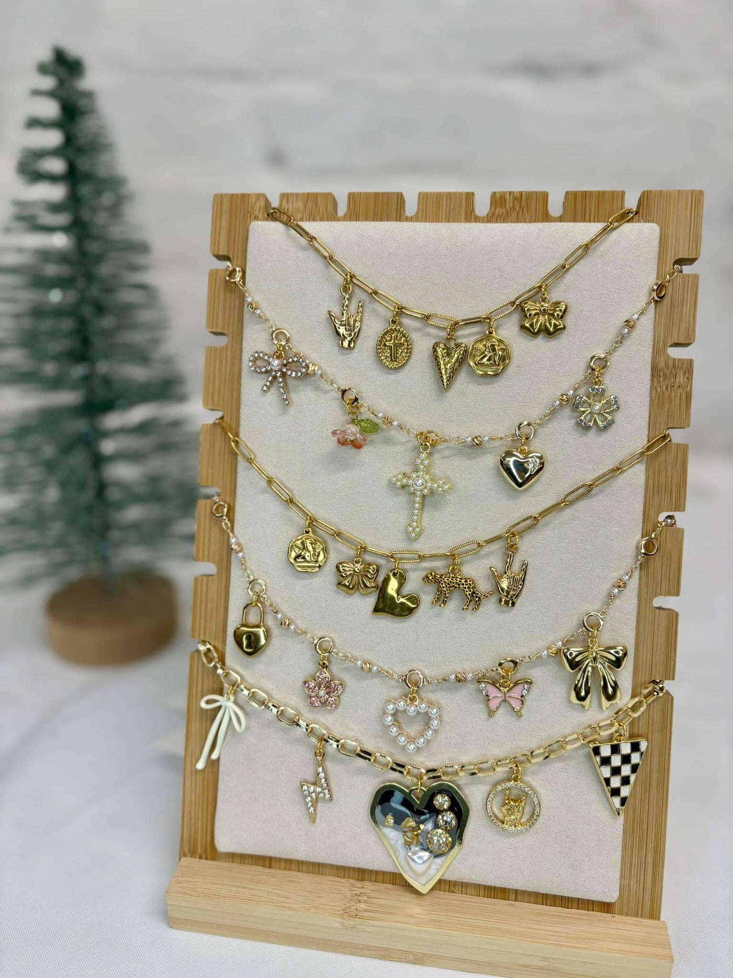 Trendy Gold Everyday Charm Necklace 