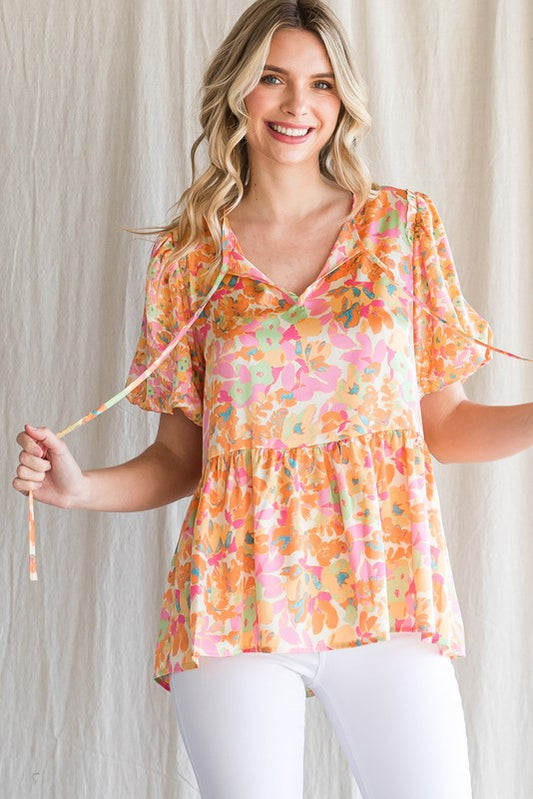 Peachy Floral Blouse