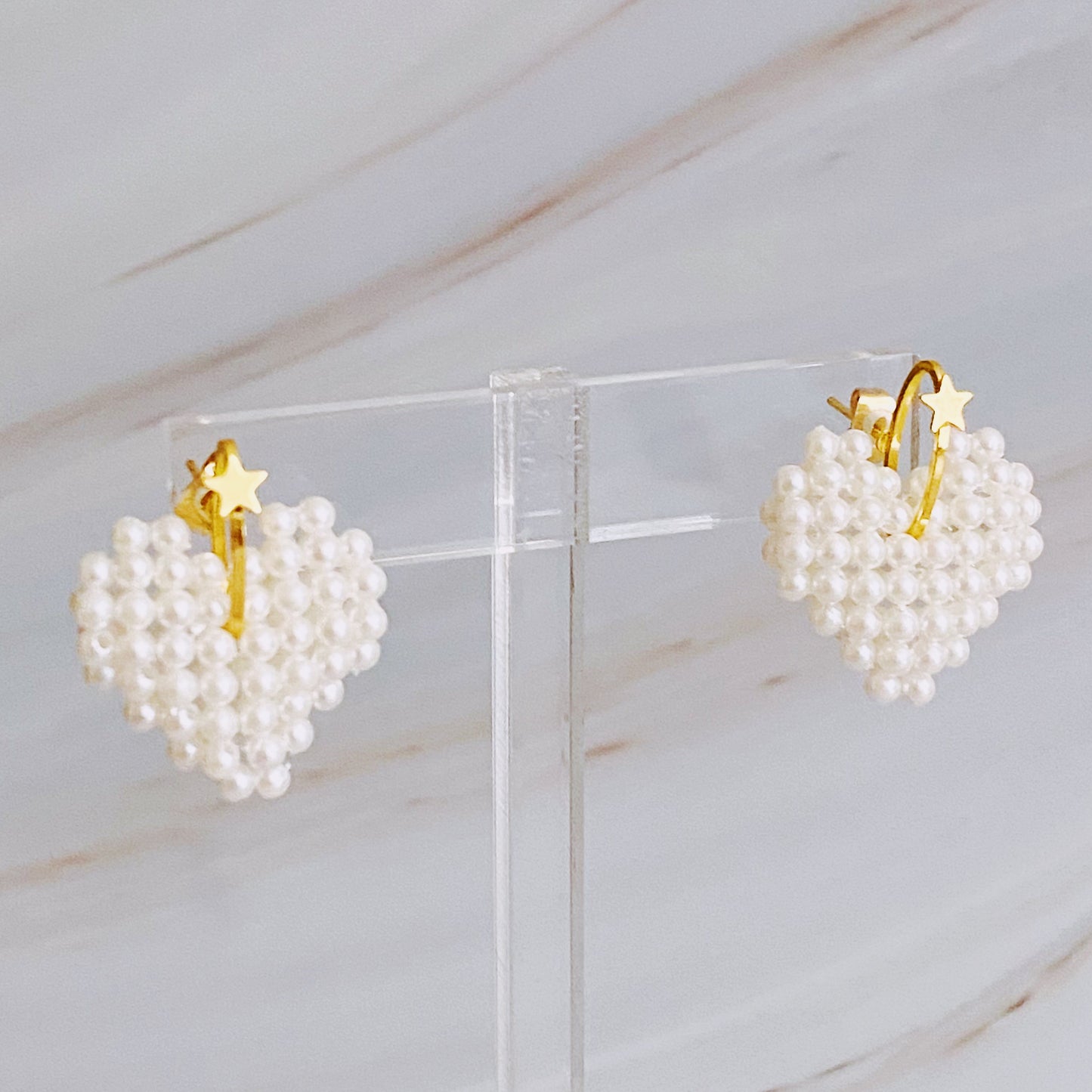 Pearl Heart Earrings