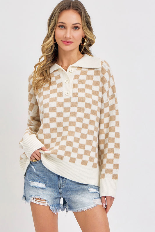 Cream Check Sweater