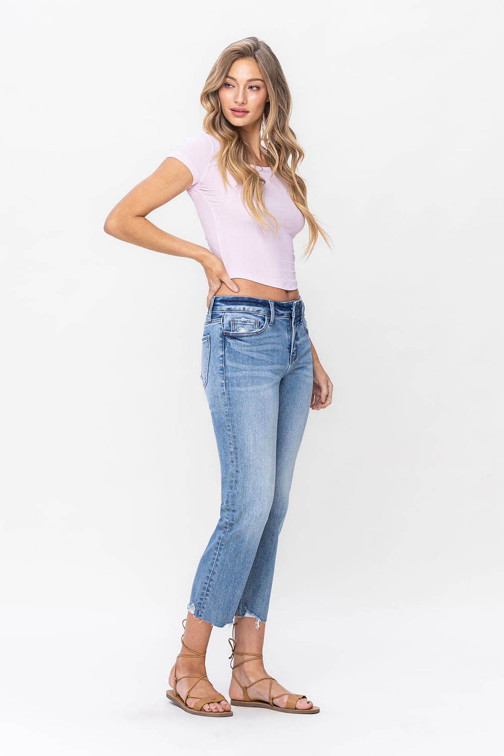MID RISE REGULAR CROPPED STRAIGHT JEANS LV1179: TRANSPARENT / 31