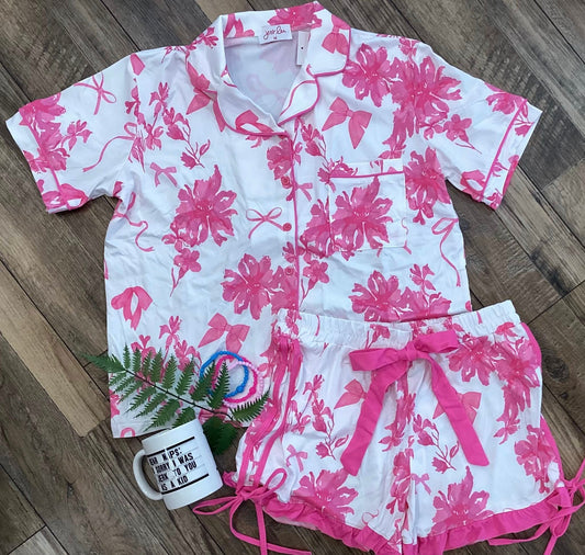 Blossom Tie Pajama Set, Pink