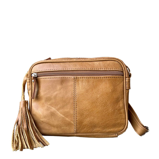 Cowhide leather Crossbody- Light Brown