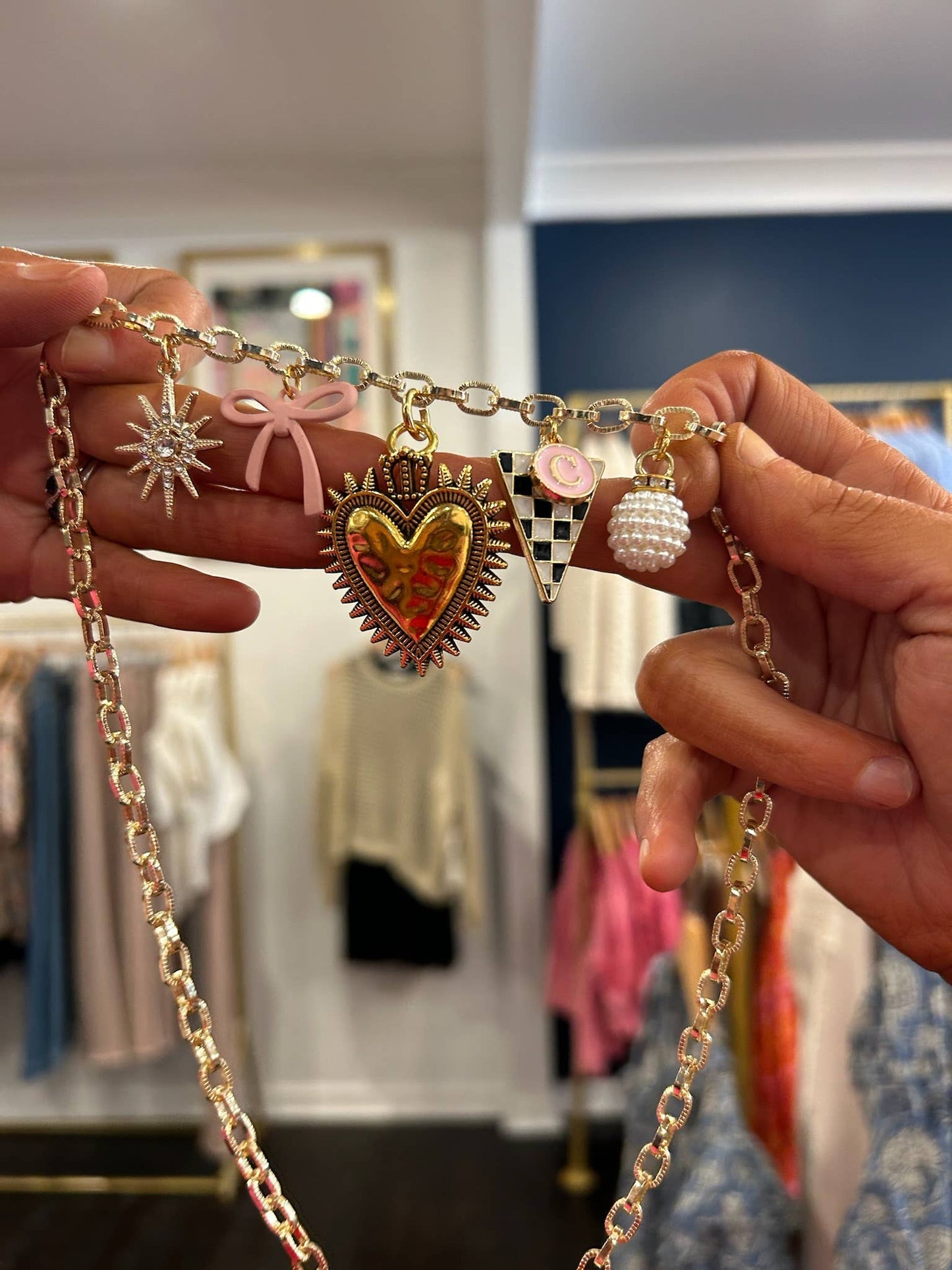 Trendy Gold Everyday Charm Necklace 