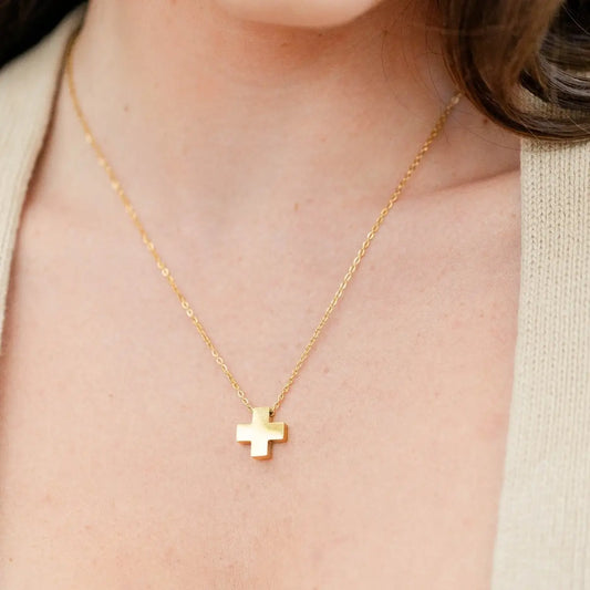 Balanced Cross Pendant Necklace| Water-Resistant- Gold