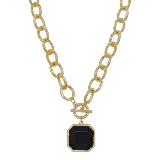 Black Framed Stone Necklace