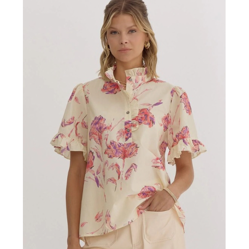 Button Blossom Blouse- Cream