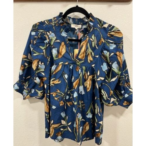 Floral Flirt Blouse/Midnight