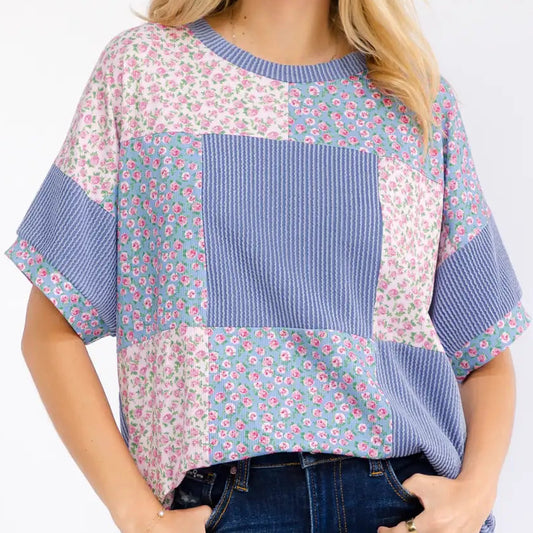 Bloom & Texture Mixed Media Top