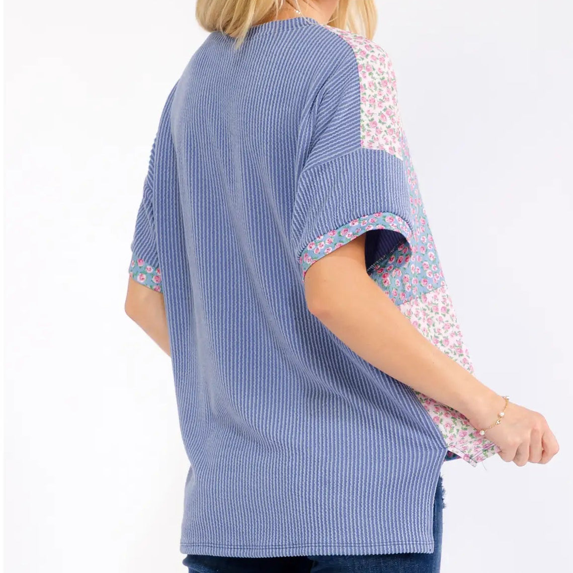 Bloom & Texture Mixed Media Top