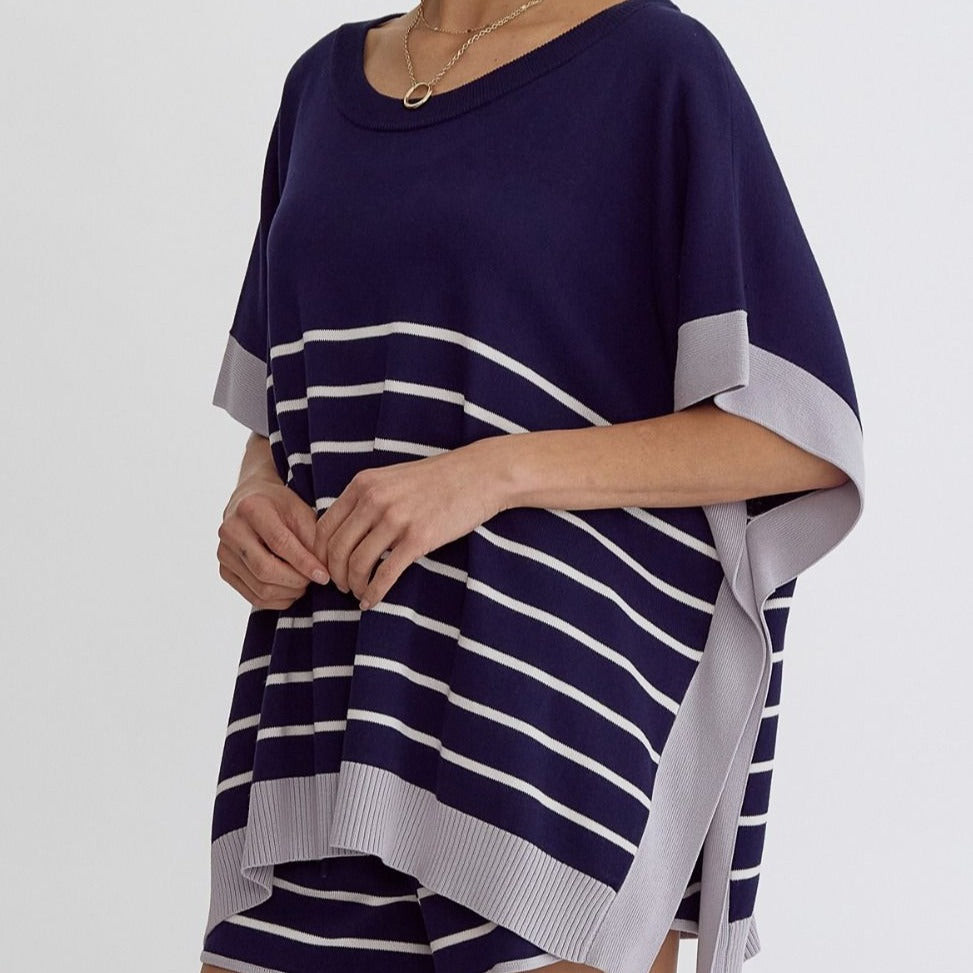 Boardwalk Striped Poncho Top