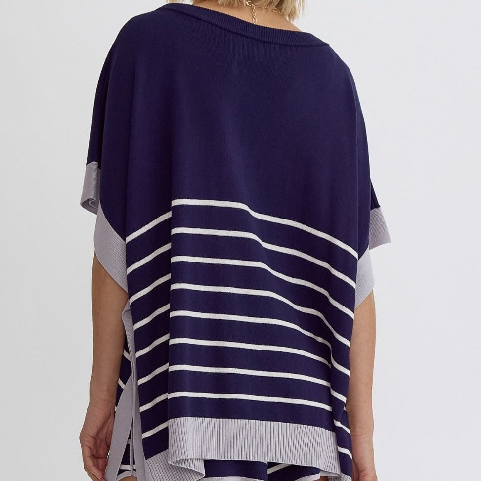 Boardwalk Striped Poncho Top