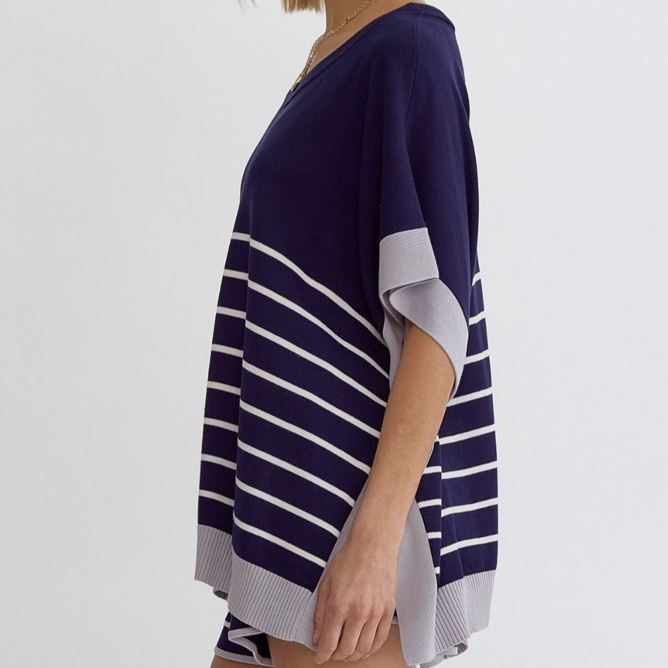 Boardwalk Striped Poncho Top