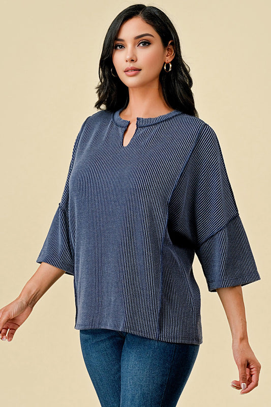 Chic Cut Top- Navy