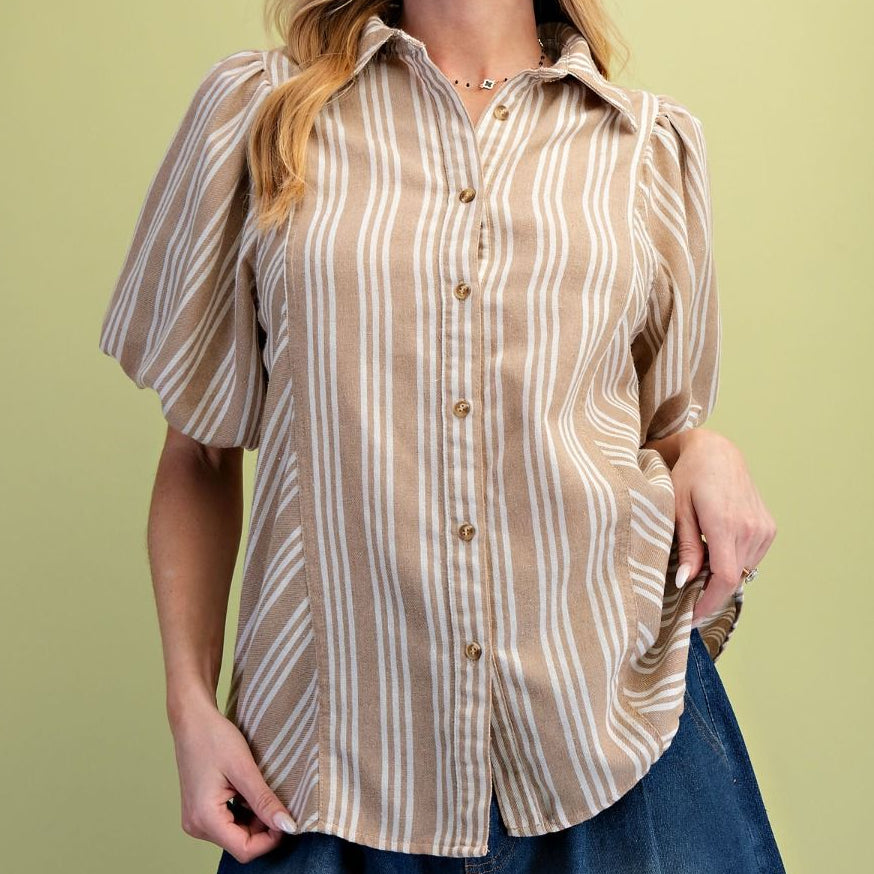 Coastal Breeze Button Blouse