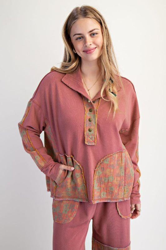 Cozy Patchwork Terry Top