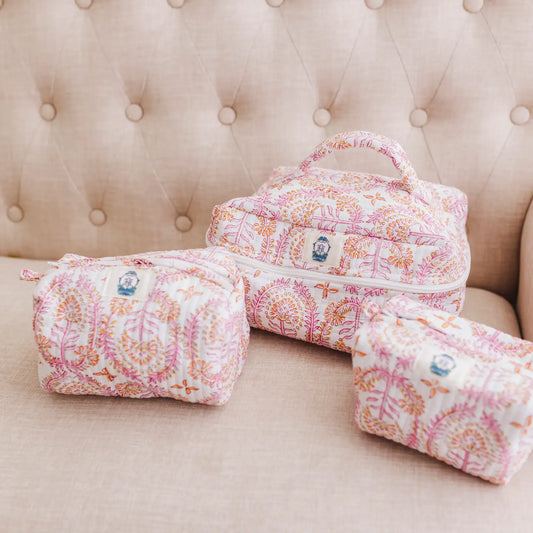 Dahlia | Quilted Cosmetic Bags-Set of 3