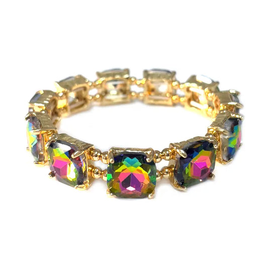 Dark Multi Square Stretch Bracelet