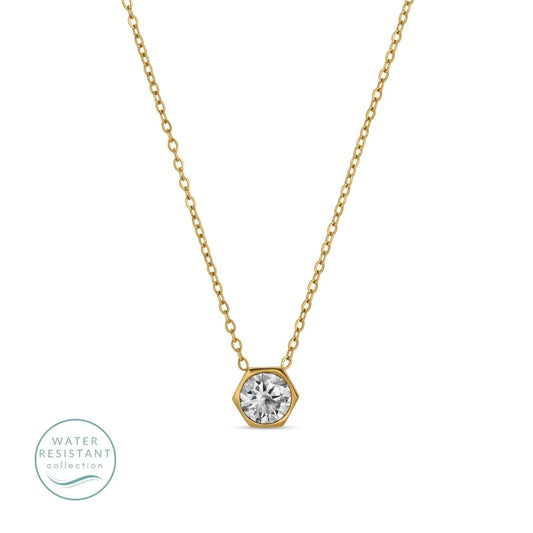 Delicate Contemporary Faux Diamond Necklace - Water Resistant