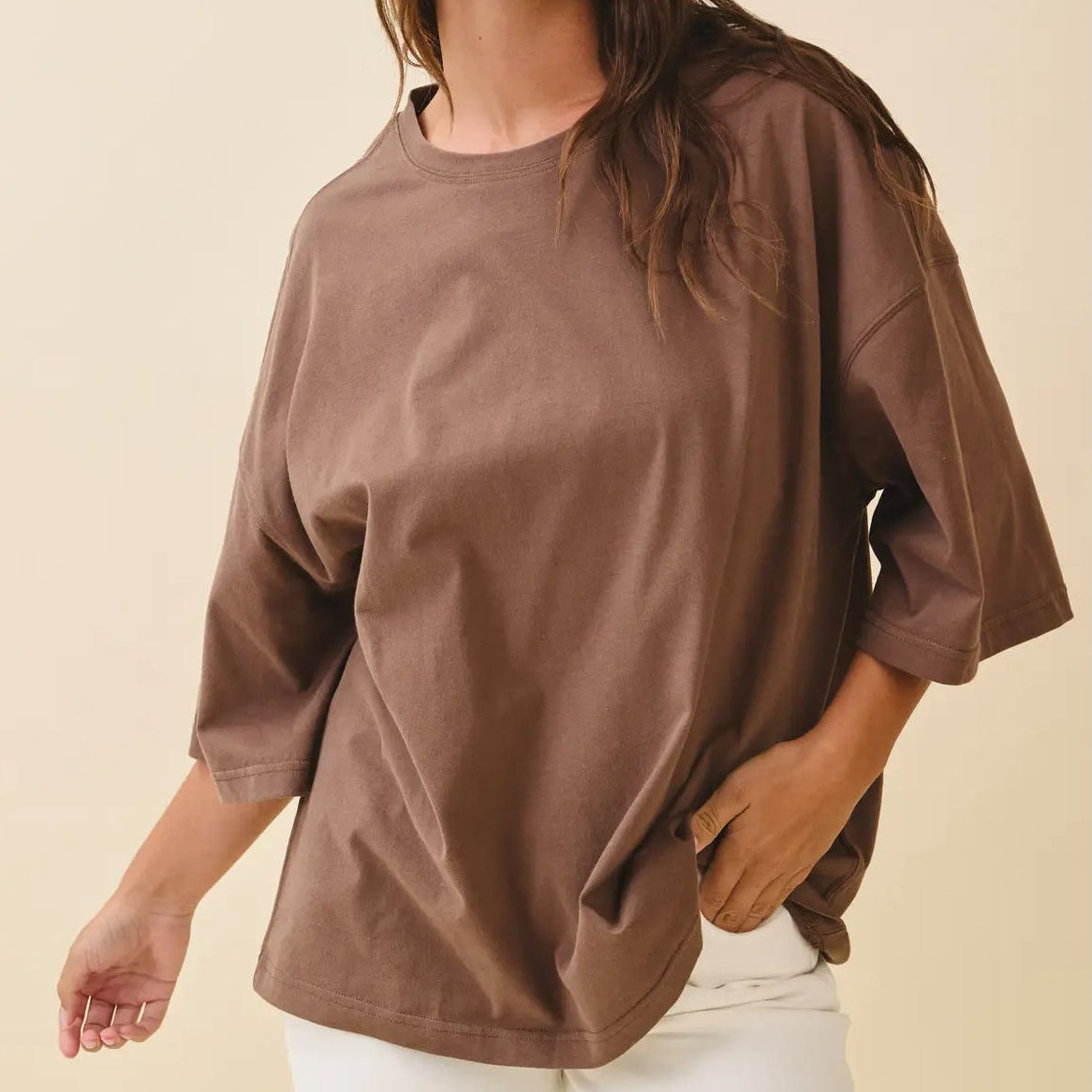 Easy Days Oversized Tee| Chocolate Brown