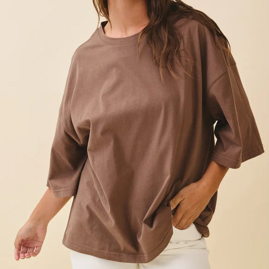 Easy Days Oversized Tee| Chocolate Brown