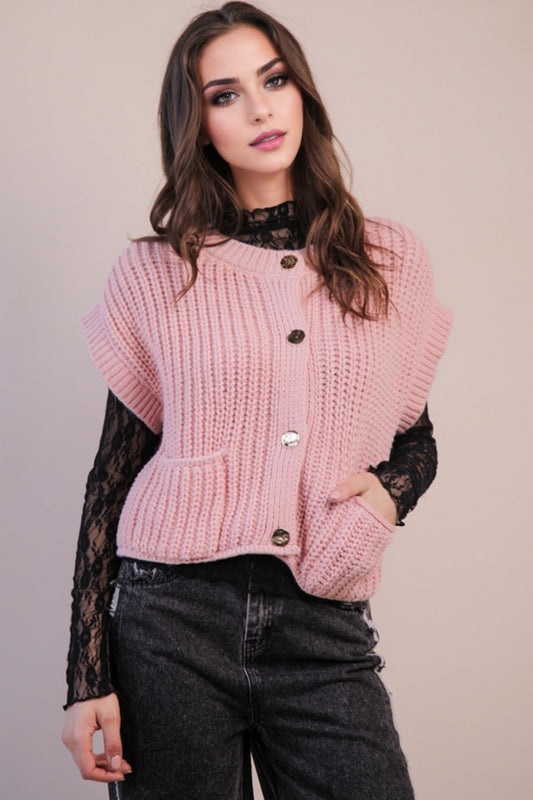 Easy Pocket Sweater- Blush