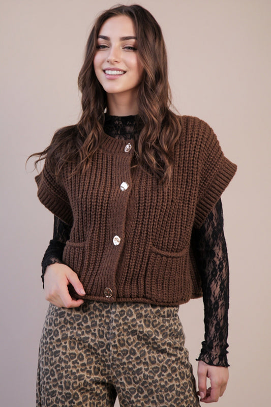 Easy Pocket Sweater- Chocolate