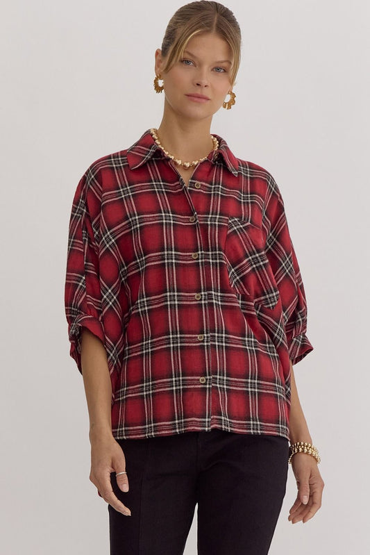 Easygoing Plaid Top