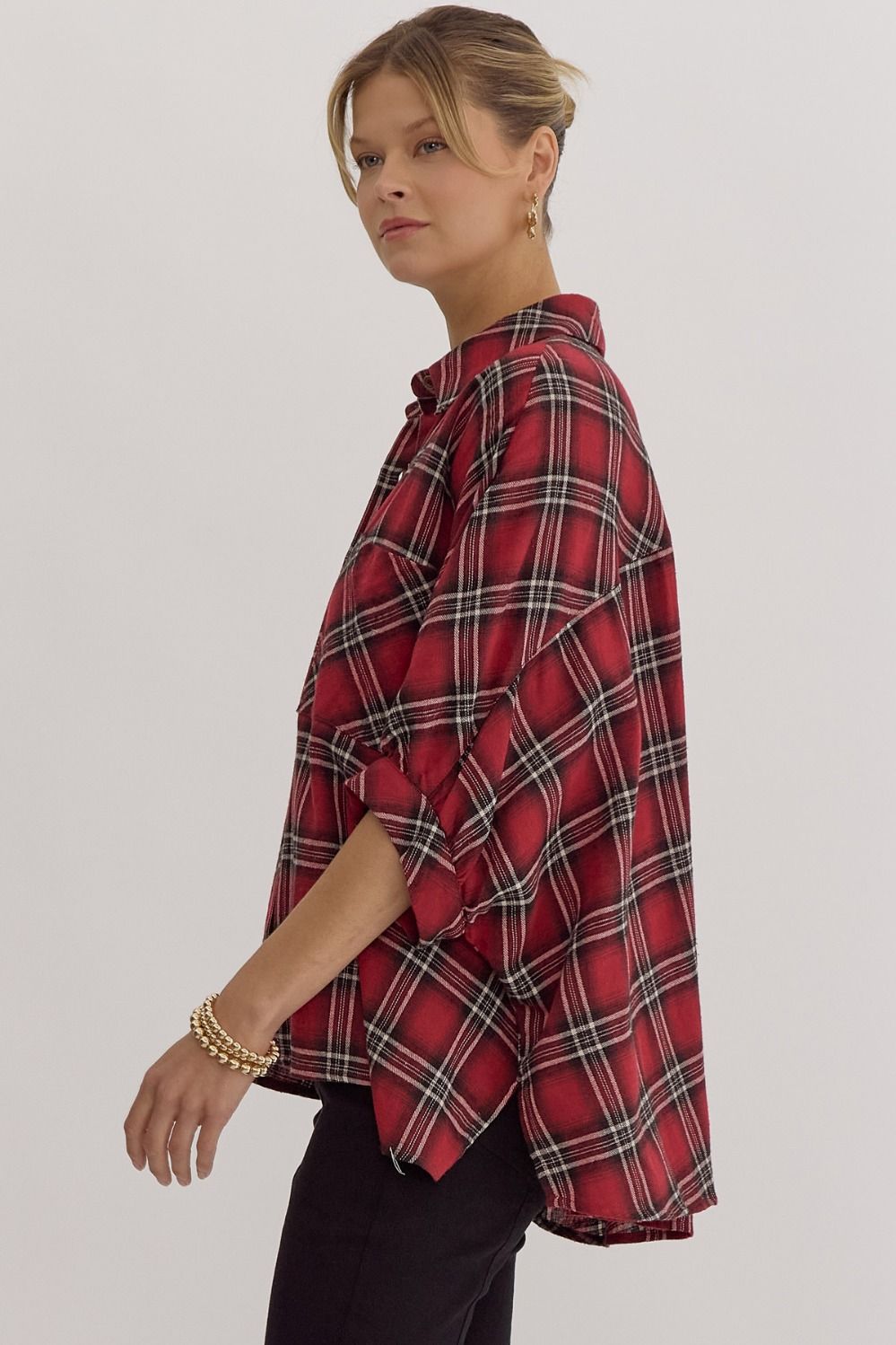 Easygoing Plaid Top